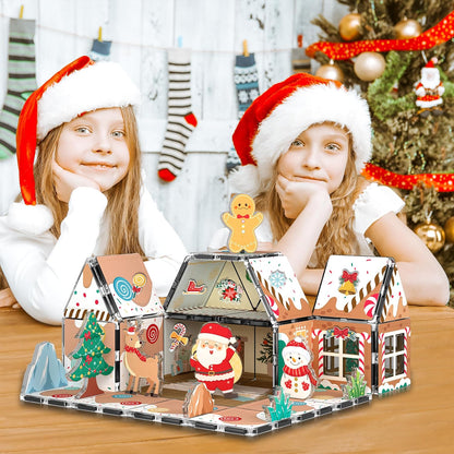 🎄Magnetic Tiles Gingerbread House Holiday✨ -Character Action Figures Santa🎉