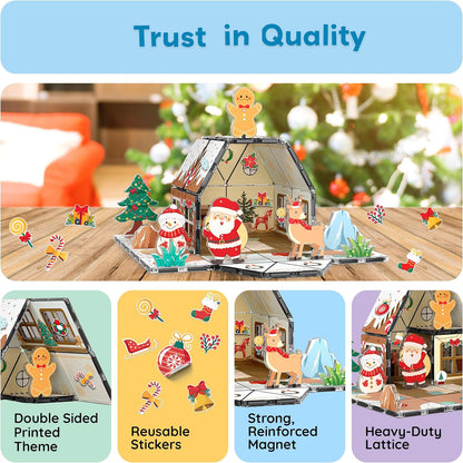 🎄Magnetic Tiles Gingerbread House Holiday✨ -Character Action Figures Santa🎉