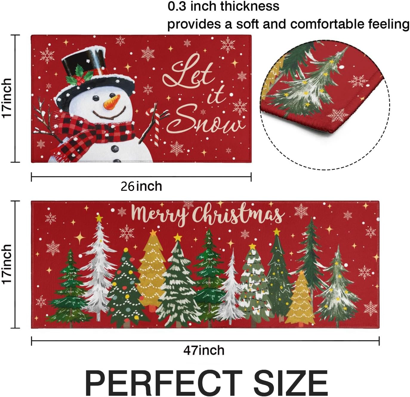 2025Christmas Kitchen Rugs-Suitable for Kitchen Holiday Sink Front Kitchen Mat