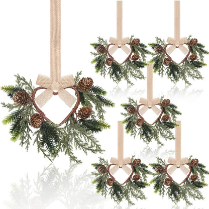 Christmas Mini Cabinet Wreaths for Kitchen with Ribbon Bows
