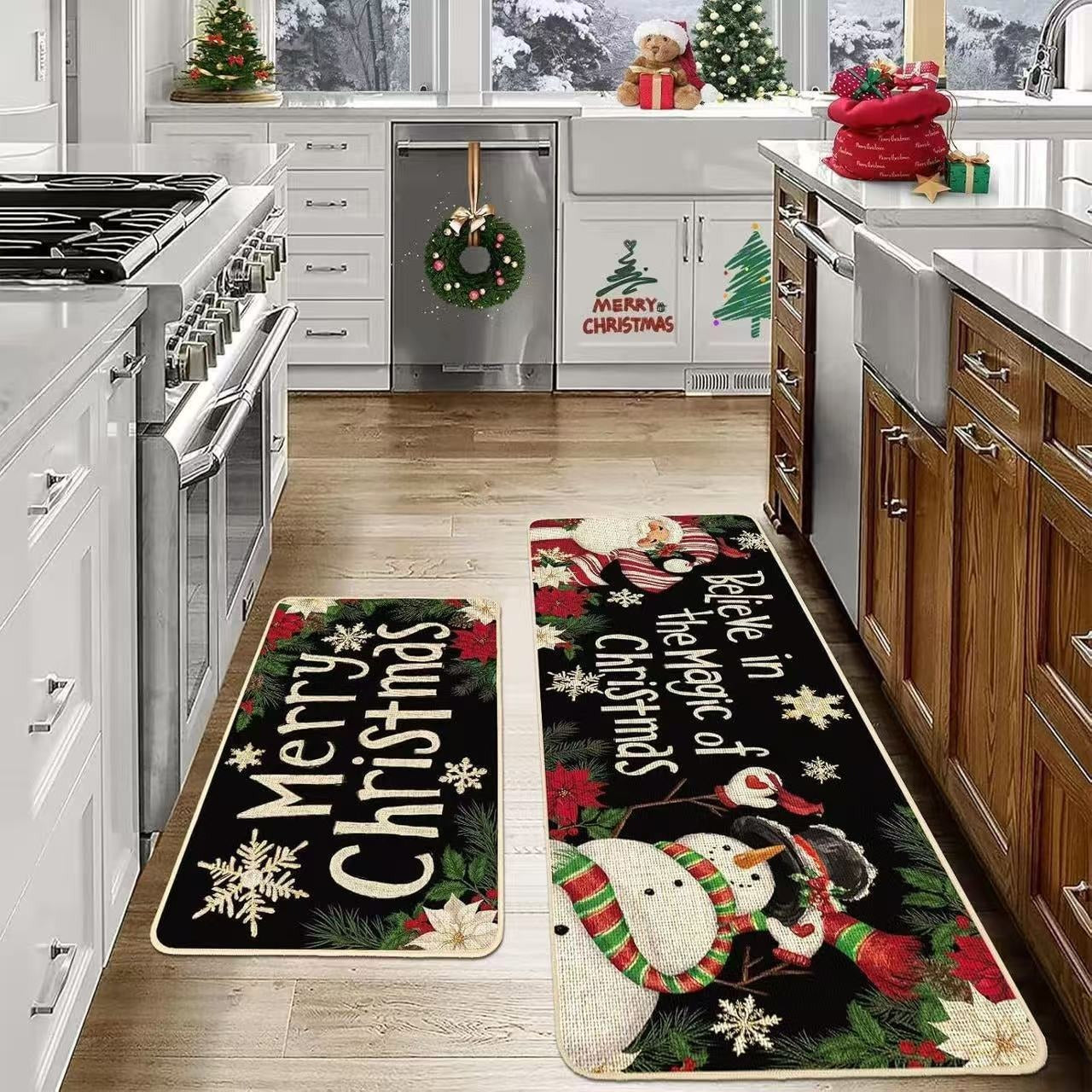 2025Christmas Kitchen Rugs-Suitable for Kitchen Holiday Sink Front Kitchen Mat