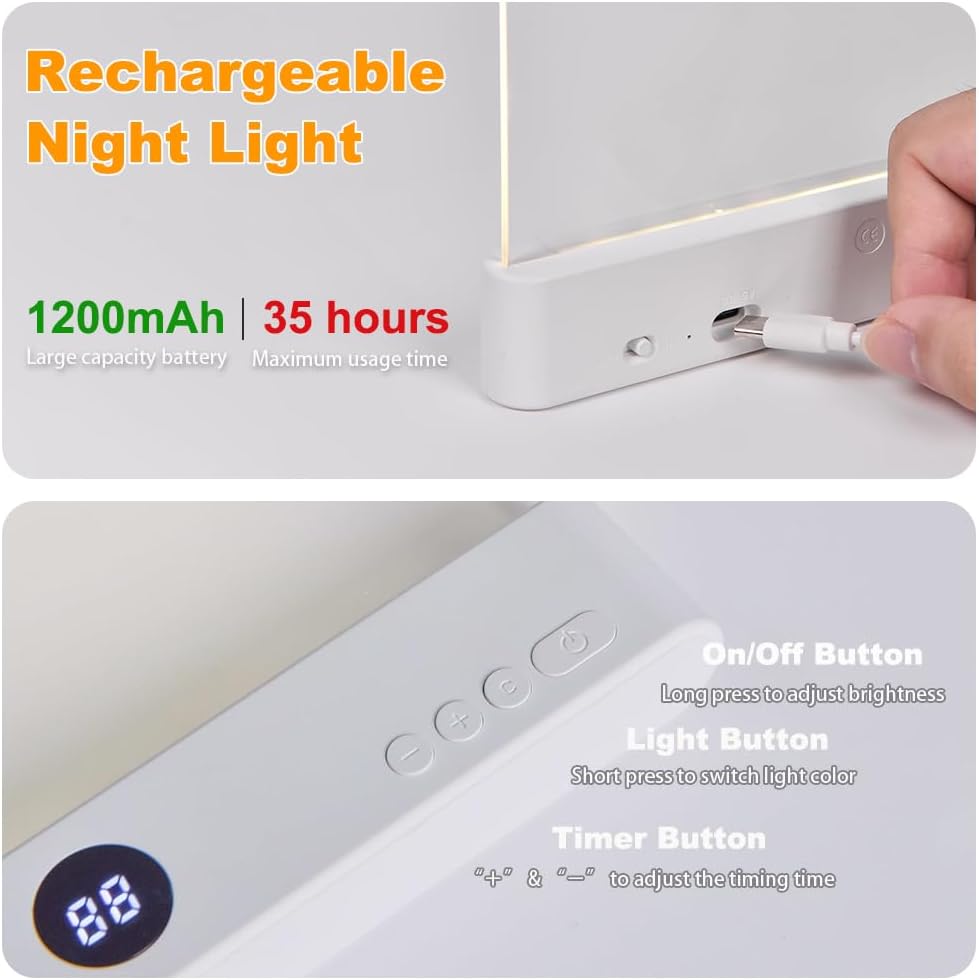 😍Rechargeable Clear LED Flat Reading Light -for Reading in Bed at Night
