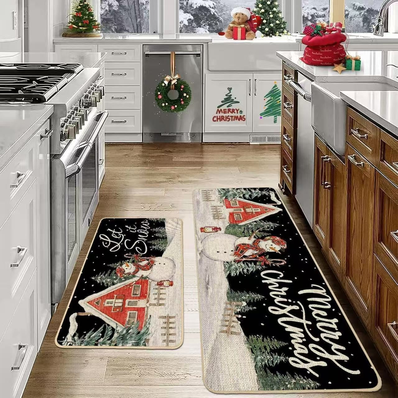 2025Christmas Kitchen Rugs-Suitable for Kitchen Holiday Sink Front Kitchen Mat