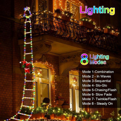 Christmas Decorations LED Ladder Lights with Climbing Santa Claus