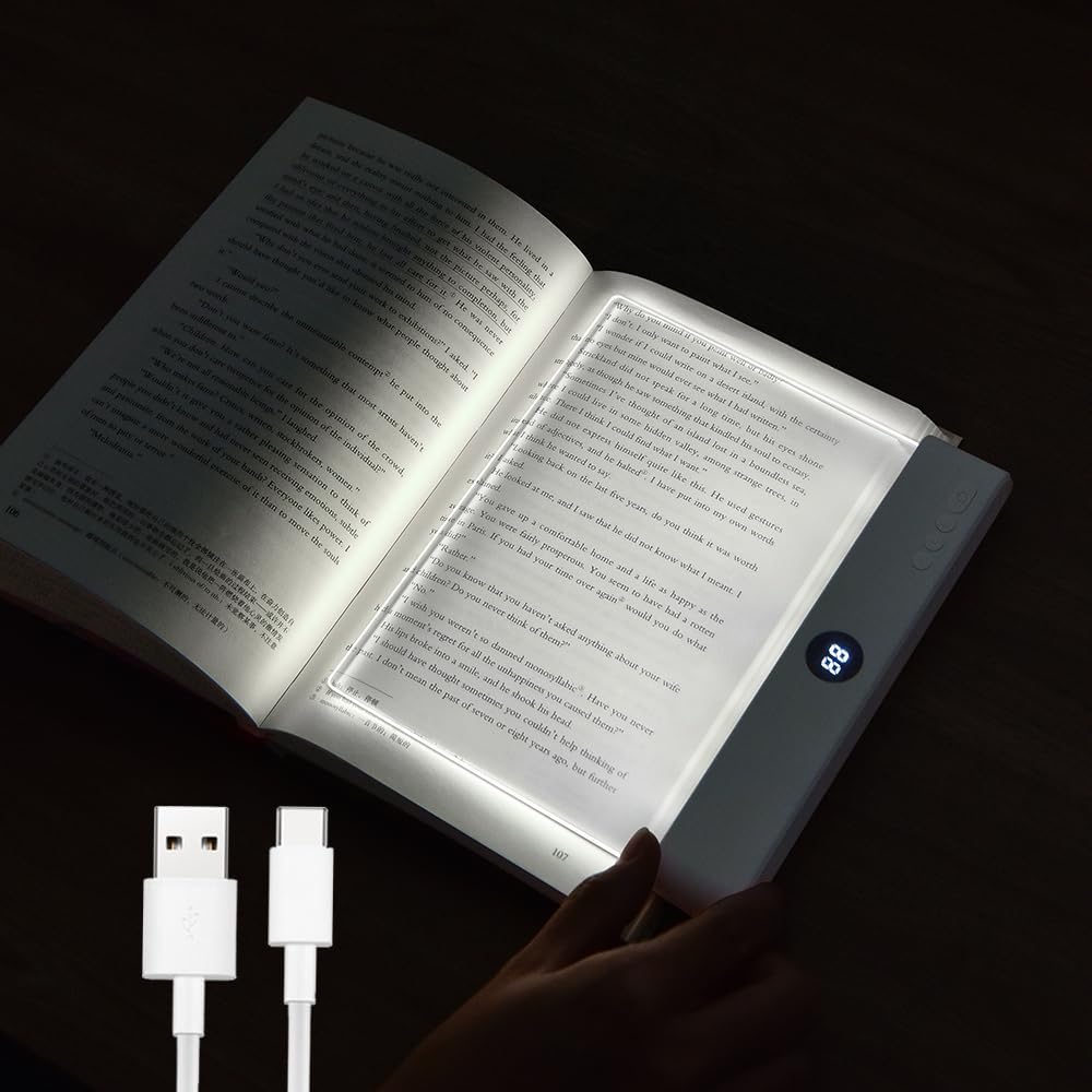 😍Rechargeable Clear LED Flat Reading Light -for Reading in Bed at Night