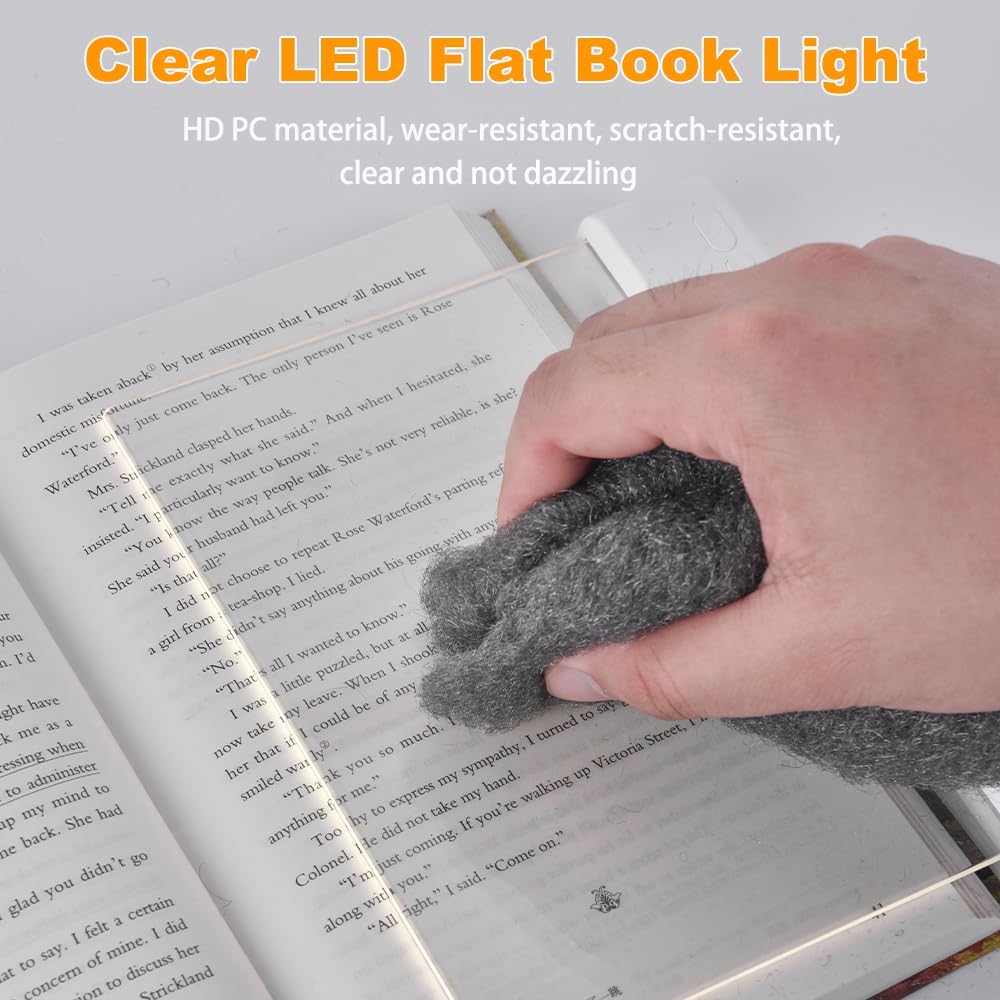 😍Rechargeable Clear LED Flat Reading Light -for Reading in Bed at Night