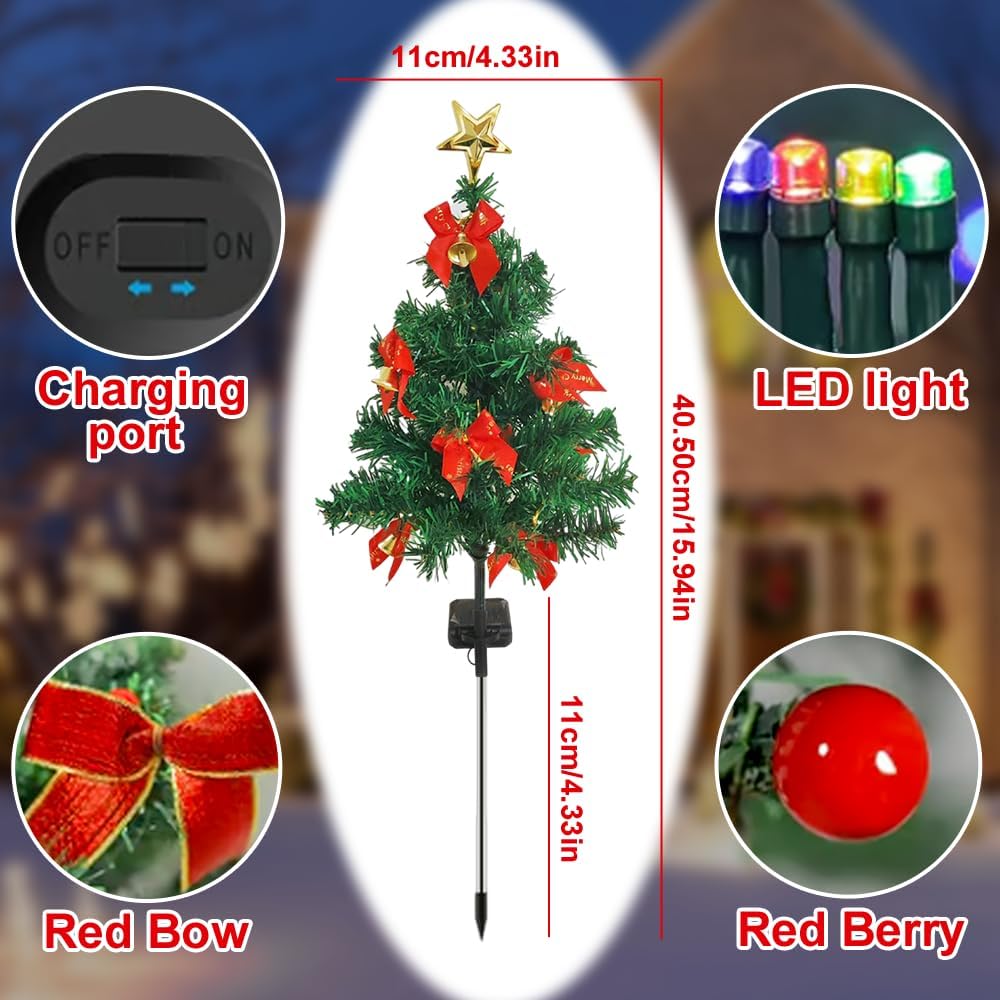 🎄 Upgraded Solar Christmas Tree Stake Lights-🎉Thanksgiving Special Offers