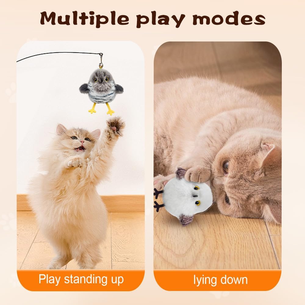 2025 Upgrade! Interactive Flapping & Chirping Bird Cat Toy 🐦🎵😻 Watch your kitty go wild!