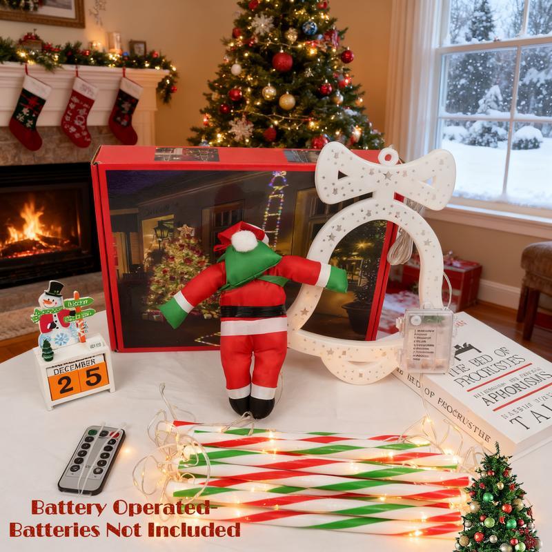 Christmas Decorations LED Ladder Lights with Climbing Santa Claus