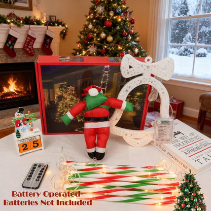 Christmas Decorations LED Ladder Lights with Climbing Santa Claus