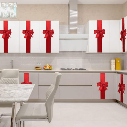 🎁 Red Christmas Cabinet Bow Set