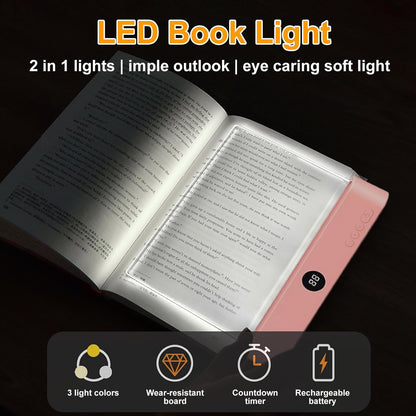 😍Rechargeable Clear LED Flat Reading Light -for Reading in Bed at Night