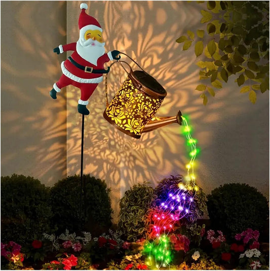 🎅 Solar Santa Watering Can Lights-Vintage Metal Outdoor Garden Decoration