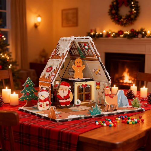 🎄Magnetic Tiles Gingerbread House Holiday✨ -Character Action Figures Santa🎉