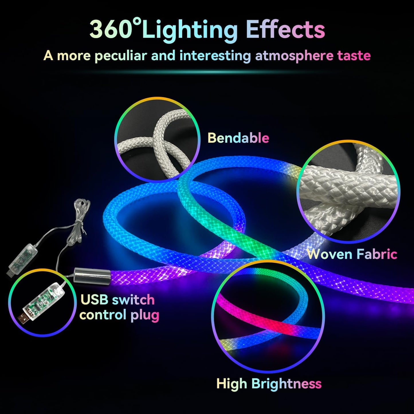 NESLEMY™2025 Brand New-360 Degree Luminous Reticulate Weave Rope Lights