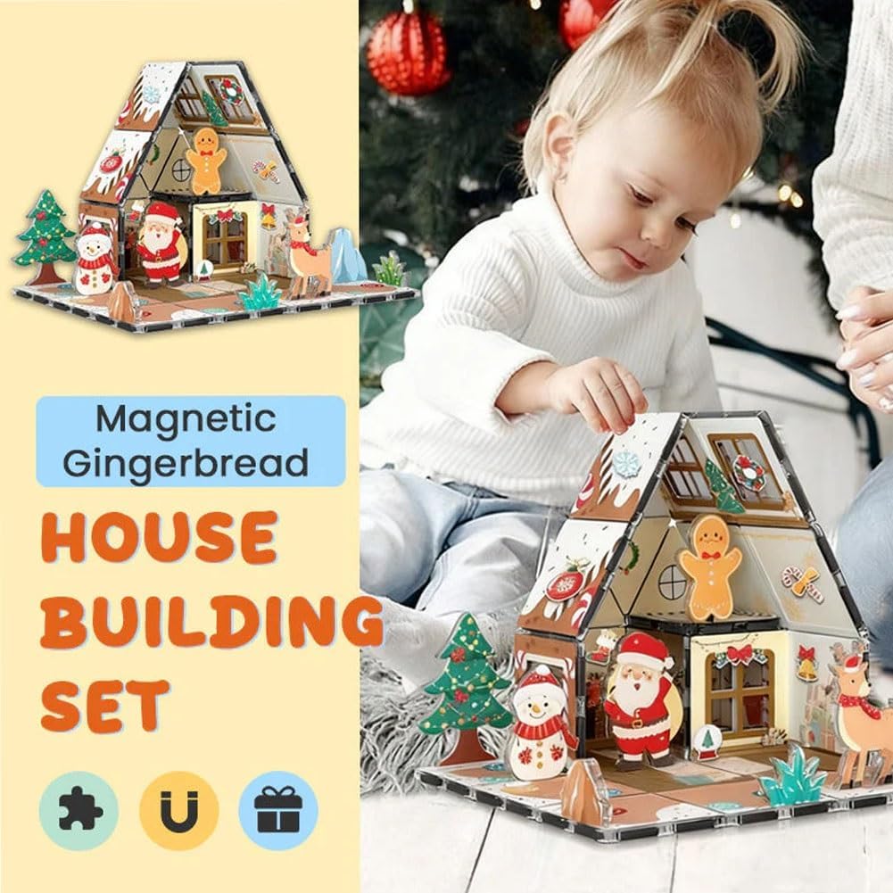 🎄Magnetic Tiles Gingerbread House Holiday✨ -Character Action Figures Santa🎉