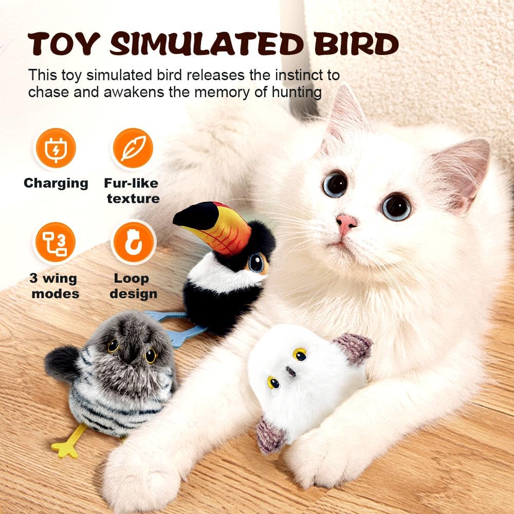 2025 Upgrade! Interactive Flapping & Chirping Bird Cat Toy 🐦🎵😻 Watch your kitty go wild!