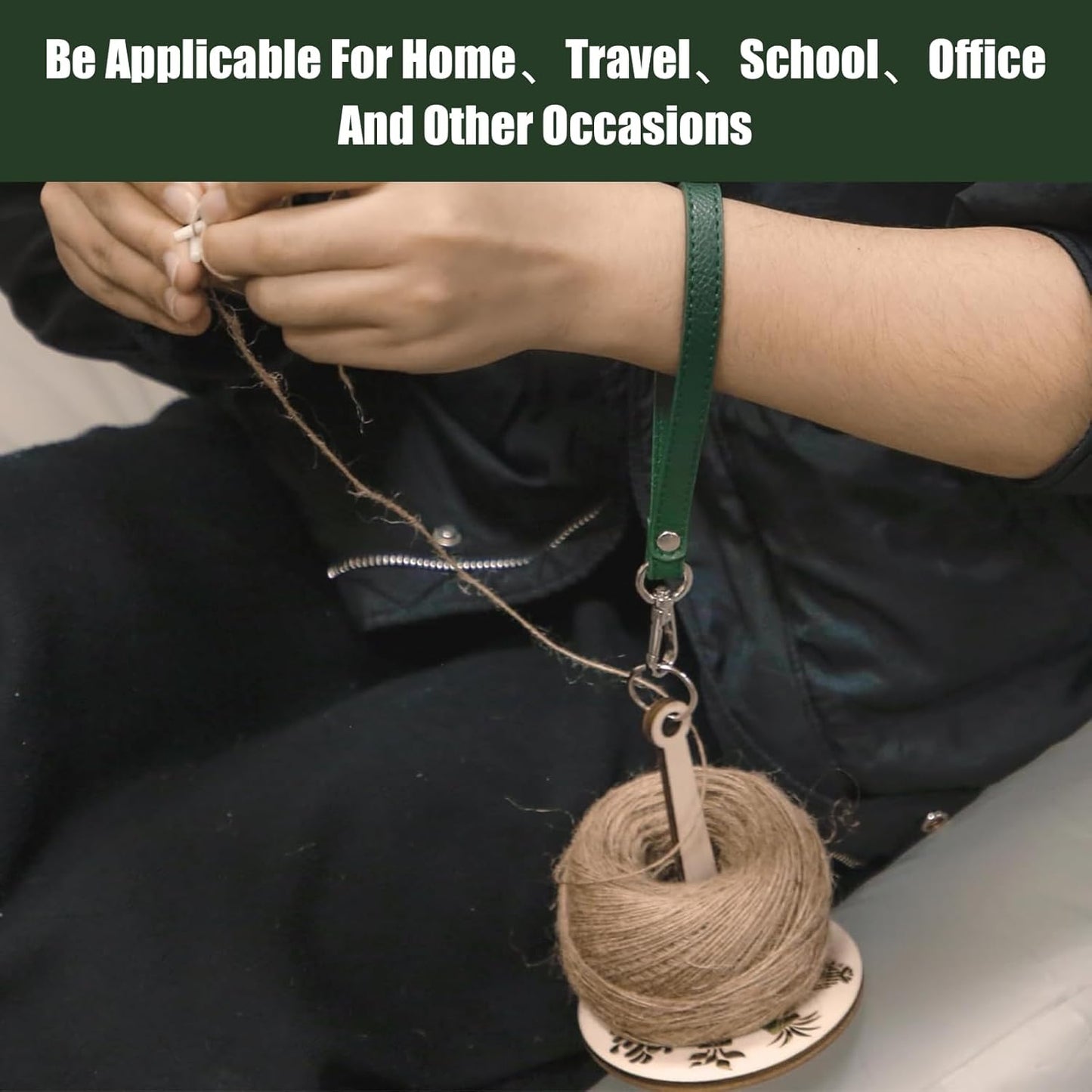 😍Portable Wooden Wrist Yarn Holder -with Leather Strap🧵