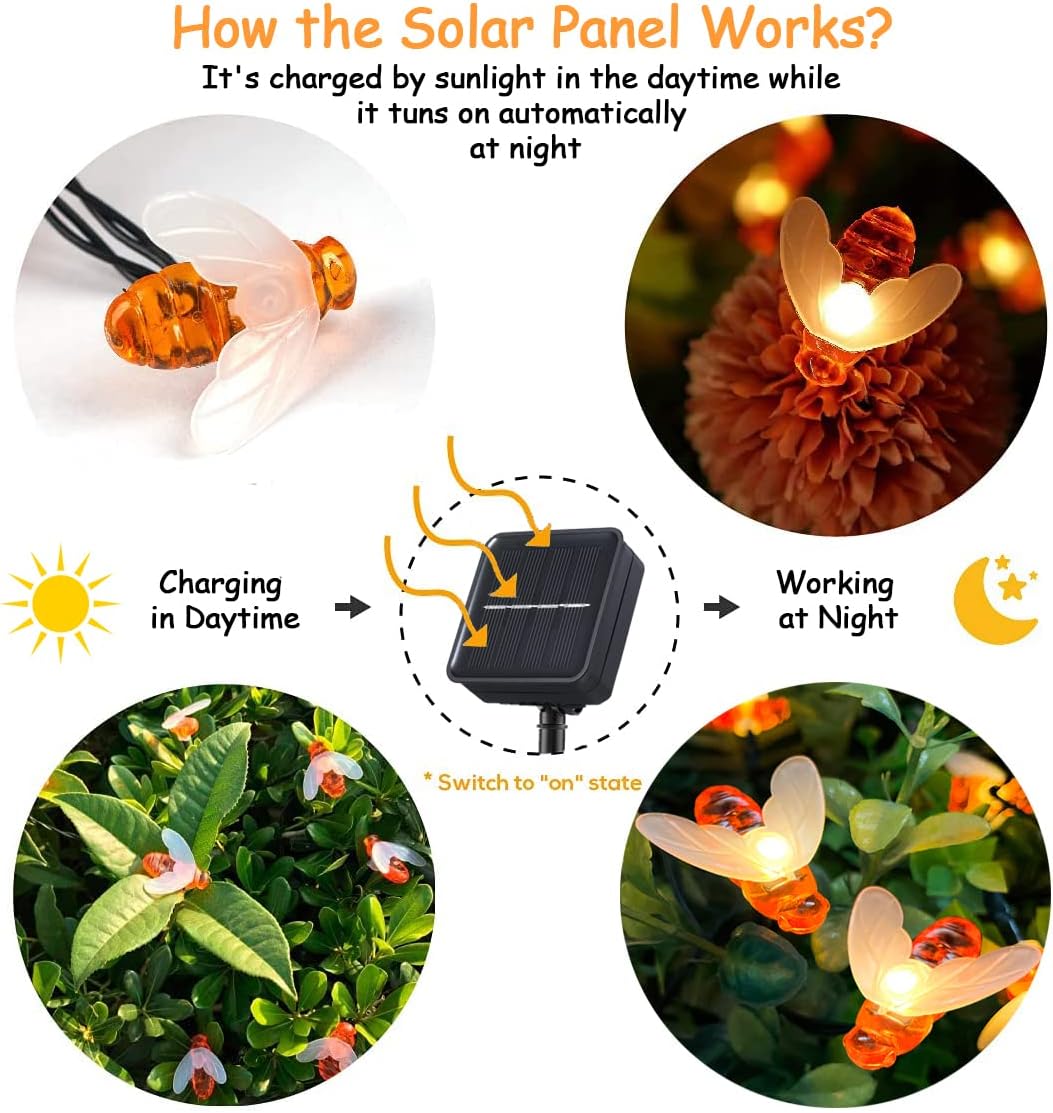 TAILEDEN™ 2025 Solar LED Bee String Lights - Cute Bee Garden Decoration