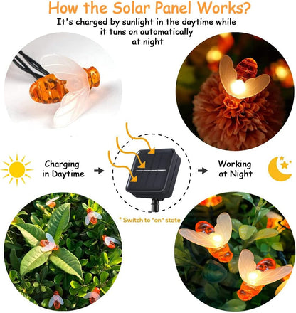 TAILEDEN™ 2025 Solar LED Bee String Lights - Cute Bee Garden Decoration