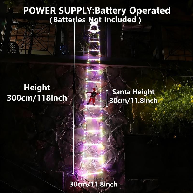 Christmas Decorations LED Ladder Lights with Climbing Santa Claus