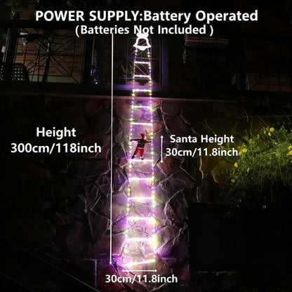 Christmas Decorations LED Ladder Lights with Climbing Santa Claus