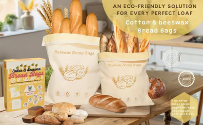 🍞Wide Zipper Access Cotton & Beeswax Bread Bags for Sourdough✨