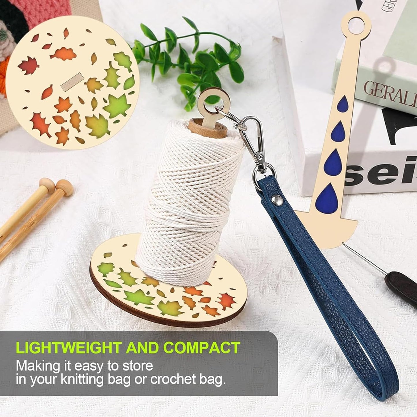 😍Portable Wooden Wrist Yarn Holder -with Leather Strap🧵