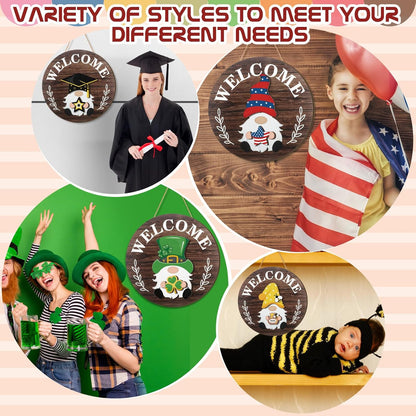 🏡 Interchangeable Wooden Welcome Sign - 15 Seasonal Gnome Accessories