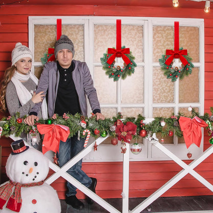 Christmas Mini Cabinet Wreaths for Kitchen with Ribbon Bows