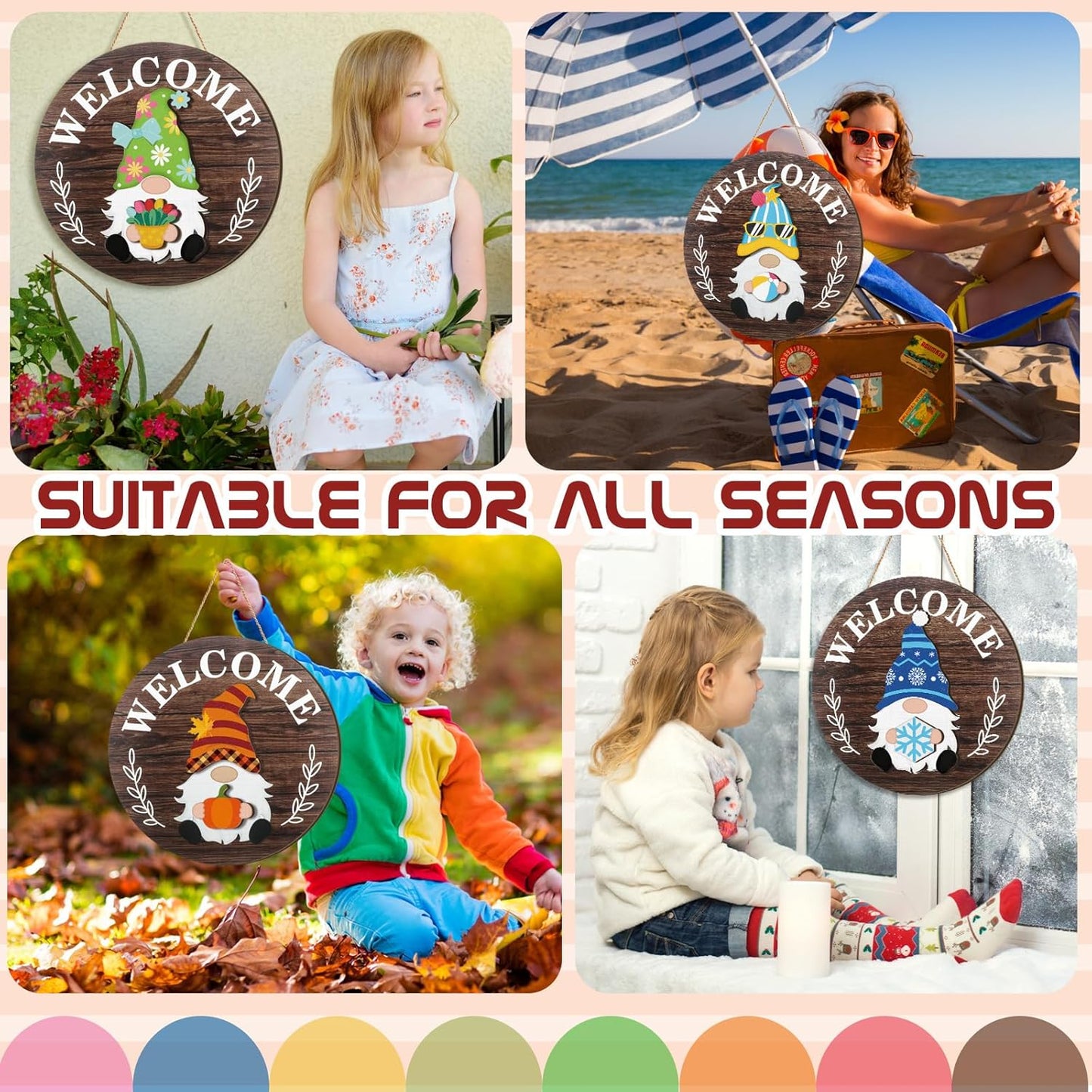 🏡 Interchangeable Wooden Welcome Sign - 15 Seasonal Gnome Accessories