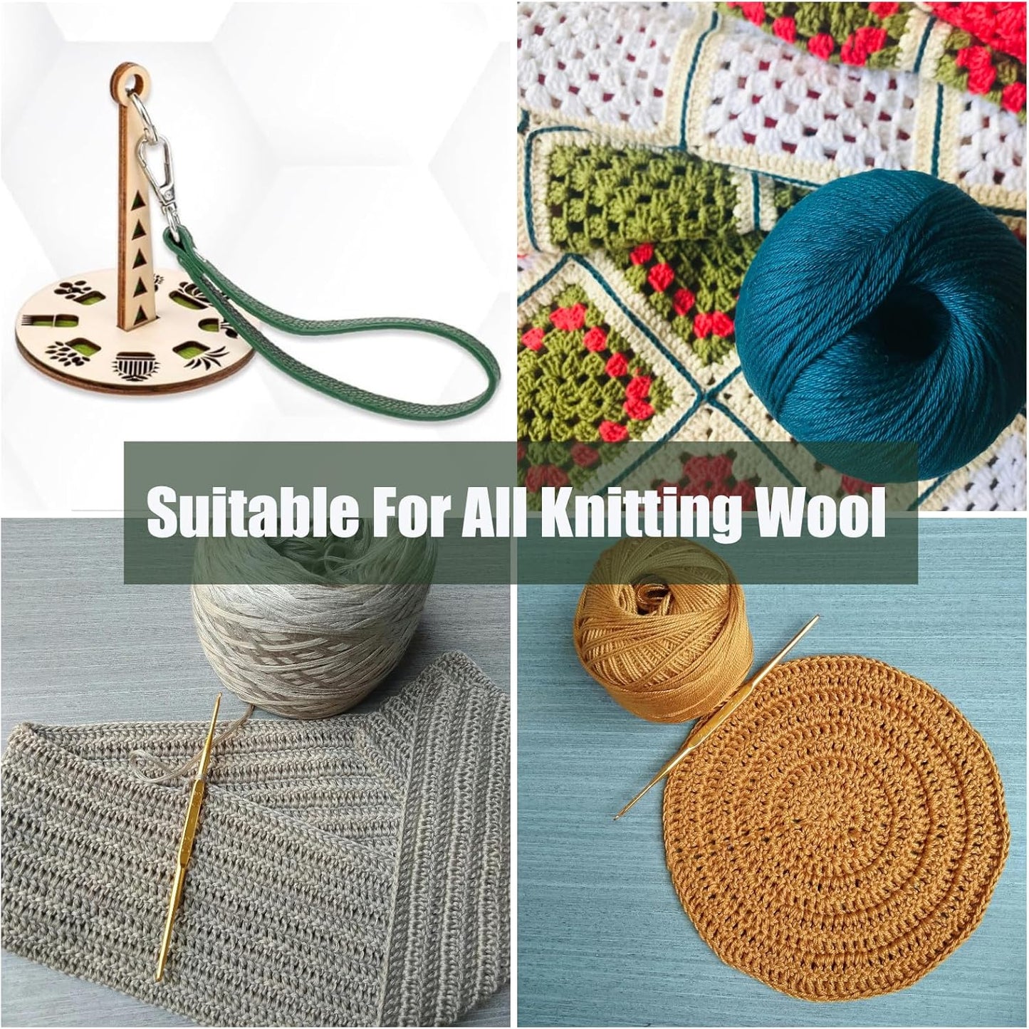 😍Portable Wooden Wrist Yarn Holder -with Leather Strap🧵