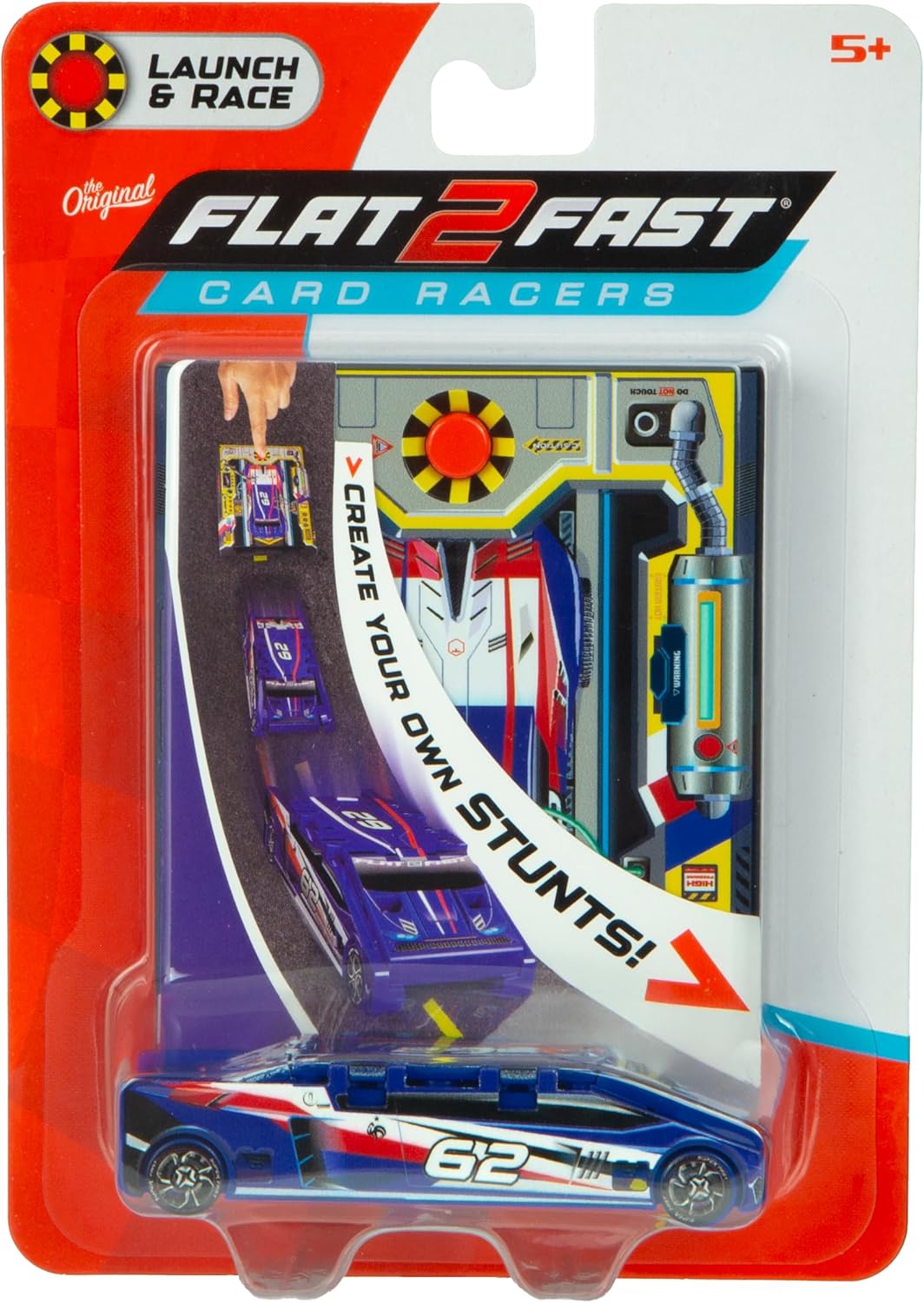 Original Stunt Card Racer – Flat Car Racer and Pocket Size Racecar Launcher