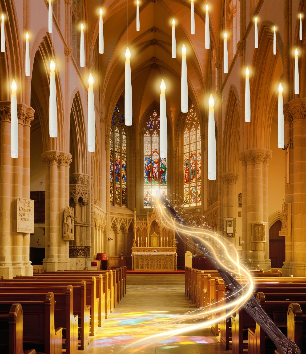 🕯️ 12 Floating Candles with Wand Remote – Magical LED Set