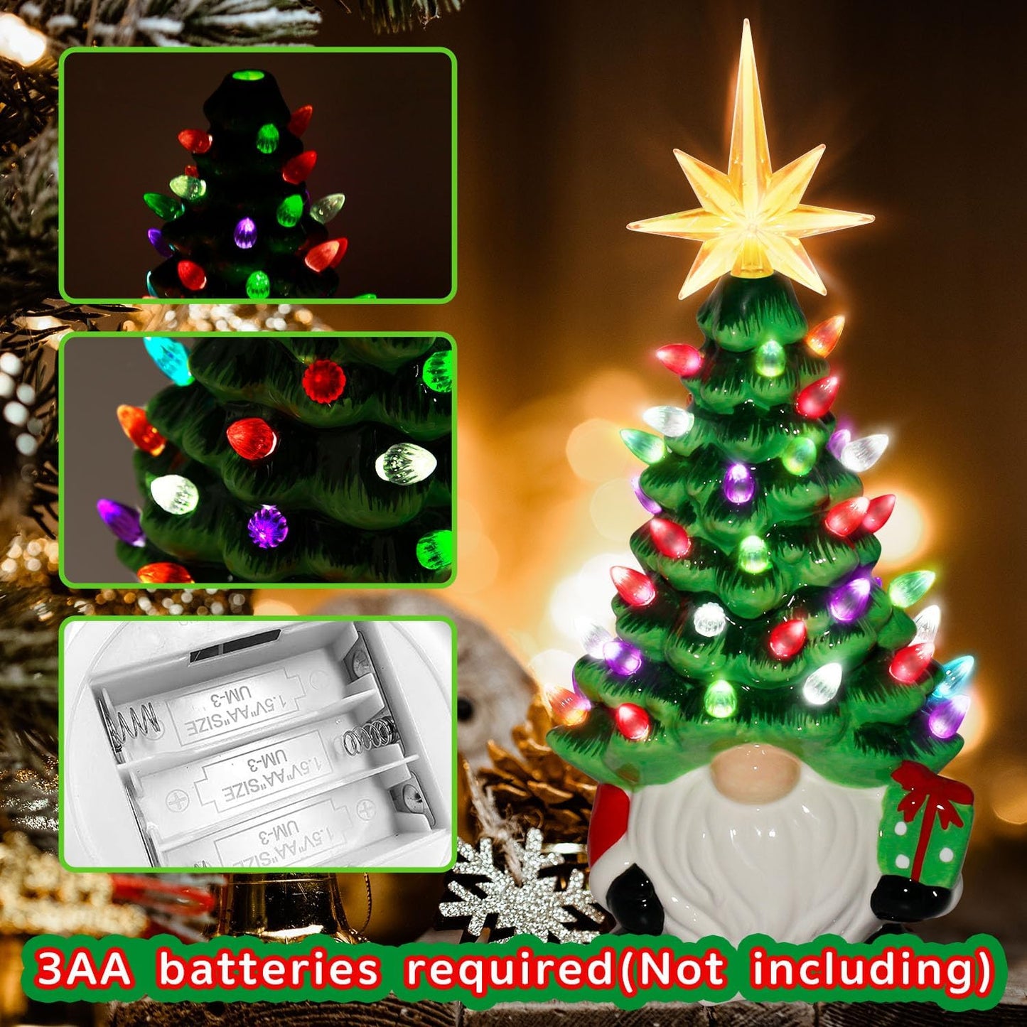 🎄 2025 DIY Lighted Ceramic Christmas Tree Gnome 🎁 Best Gift For Family