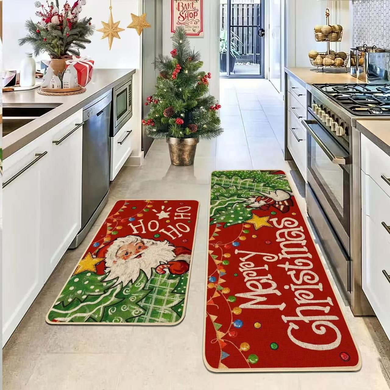 2025Christmas Kitchen Rugs-Suitable for Kitchen Holiday Sink Front Kitchen Mat
