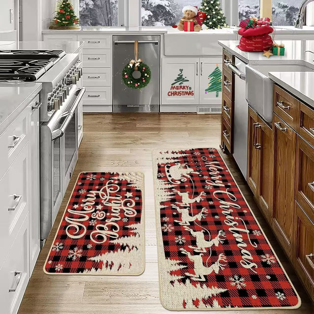 2025Christmas Kitchen Rugs-Suitable for Kitchen Holiday Sink Front Kitchen Mat
