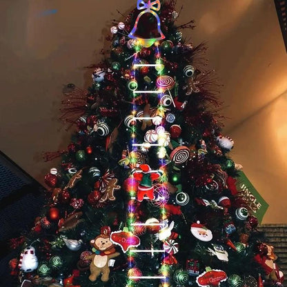 Christmas Decorations LED Ladder Lights with Climbing Santa Claus