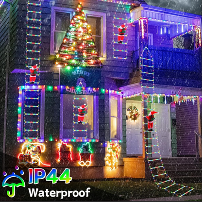 Christmas Decorations LED Ladder Lights with Climbing Santa Claus