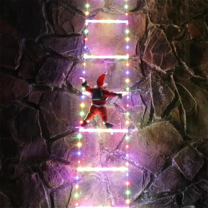Christmas Decorations LED Ladder Lights with Climbing Santa Claus