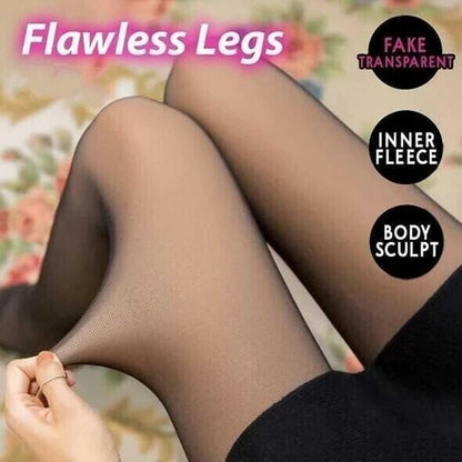 🔥Flash Sale 50% OFF!!⚡20K+ SOLD! 🏆Flawless Legs Fake Translucent Warm Plush Lined Elastic Tights